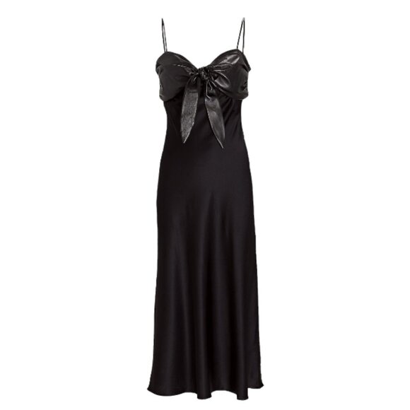 MATERIEL  Silk Slip Dress With Vegan Leather Bra Top - Picture 1 of 5